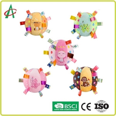 6 cali Baby Plush Rattle, Multicolor Tag Rattle Ball