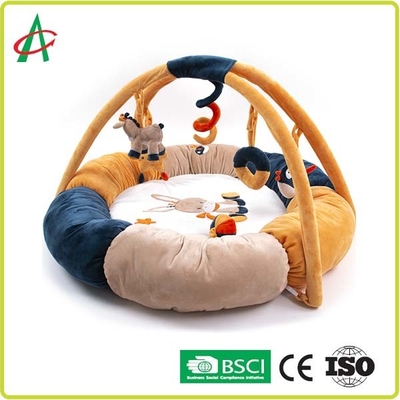 AZO Free boA fabric Baby Gym Play Mat z mini pluszowymi zabawkami dla zwierząt